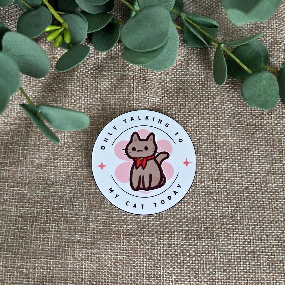 Only Talking To My Cat Today Sticker Funny Introvert Kitty Decal, Loving Pet Mom